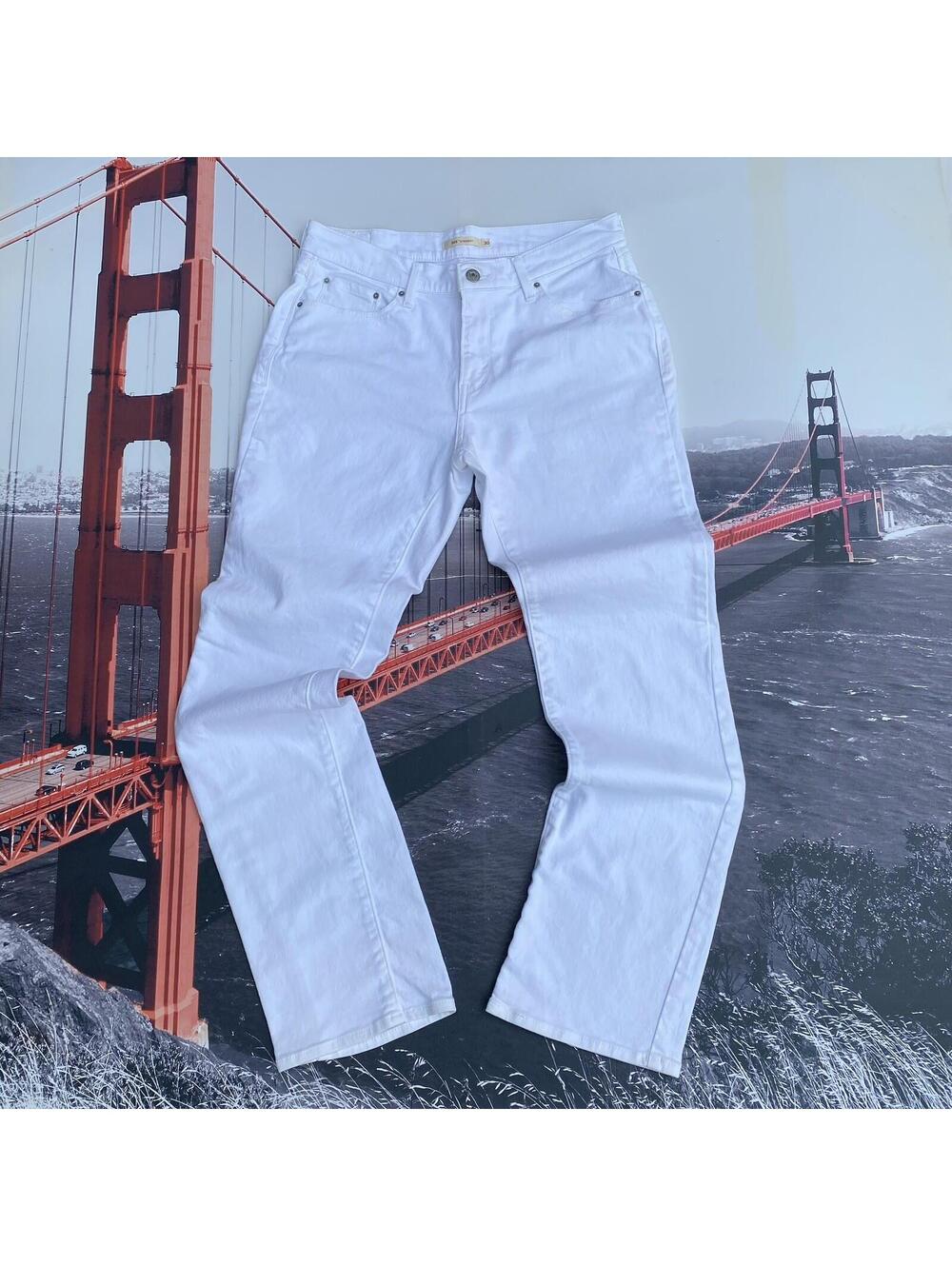 Levi's 505 Women’s Straight Size W30 L32 White Denim Jean Casual Work Zip Fly